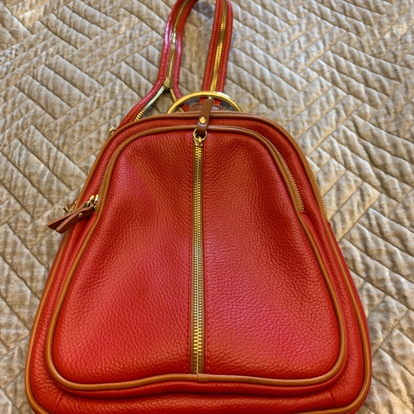Valentina Bags Valentina Red Leather Backpack Bag Made In Italy